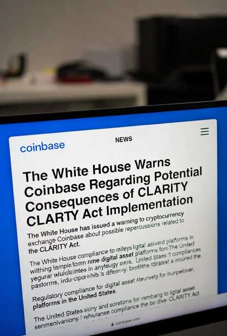 CryptoPabloEx's tweet photo. White House Warns Coinbase Regarding Potential Consequences of CLARITY Act Implementation 

The White House has issued a warning to cryptocurrency exchange Coinbase about possible repercussions related to the CLARITY Act.

 The statement emphasizes the importance of regulatory compliance for digital asset platforms operating in the United States.
Coinbase 91.42 AA #2 Explore