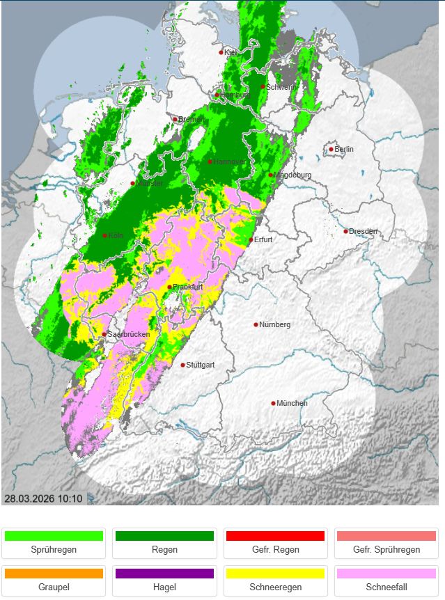 WetterKontor's tweet image. Band mit Regen und Schnee aktuell über dem Westen und Norden Deutschlands: wetterkontor.de/de/radar/radar…

#Wetter #Radar #Regen #Schnee #Deutschland