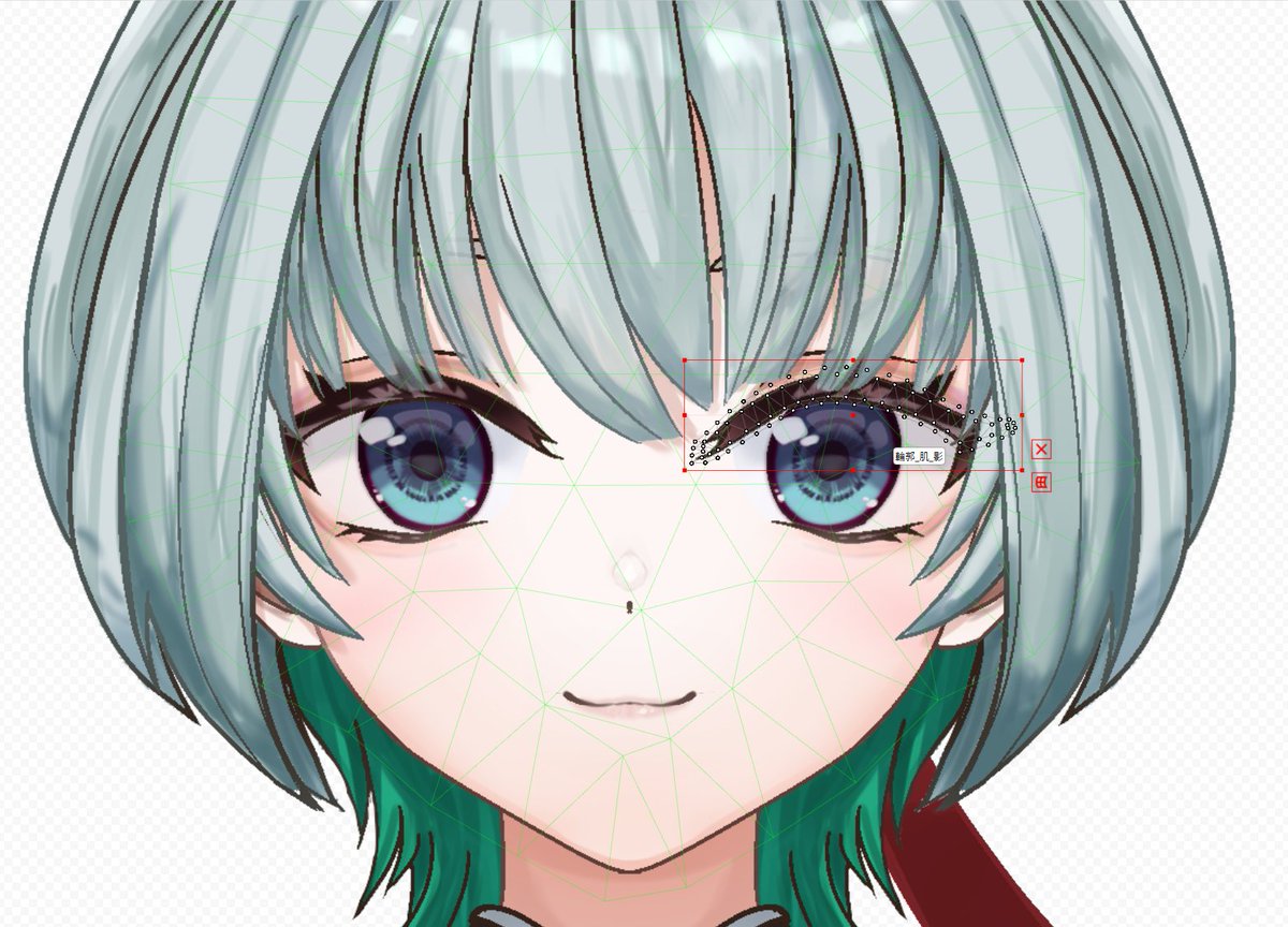 aru3250's tweet photo. 今日からついにモデリングフェーズに突入しました！
綺麗に動かすためにメッシュを手動で調整して、これからまばたきなど作っていきますー

#Live2D #Live2Dモデリング #イラスト #進捗 https://t.co/z5oTgqLtcZ