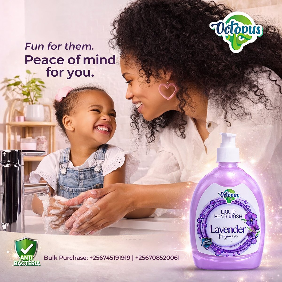 Octo_Detergents's tweet image. When handwashing smells like lavender and mum makes it fun. Clean hands become the highlight of their day.

Bulk orders call +256745191919 | +256708520061 

🛒 Available in leading supermarkets near you. 

#octopusclean #FreshAndFun #CleanFeelsGood #HappyHomes #FamilyCare