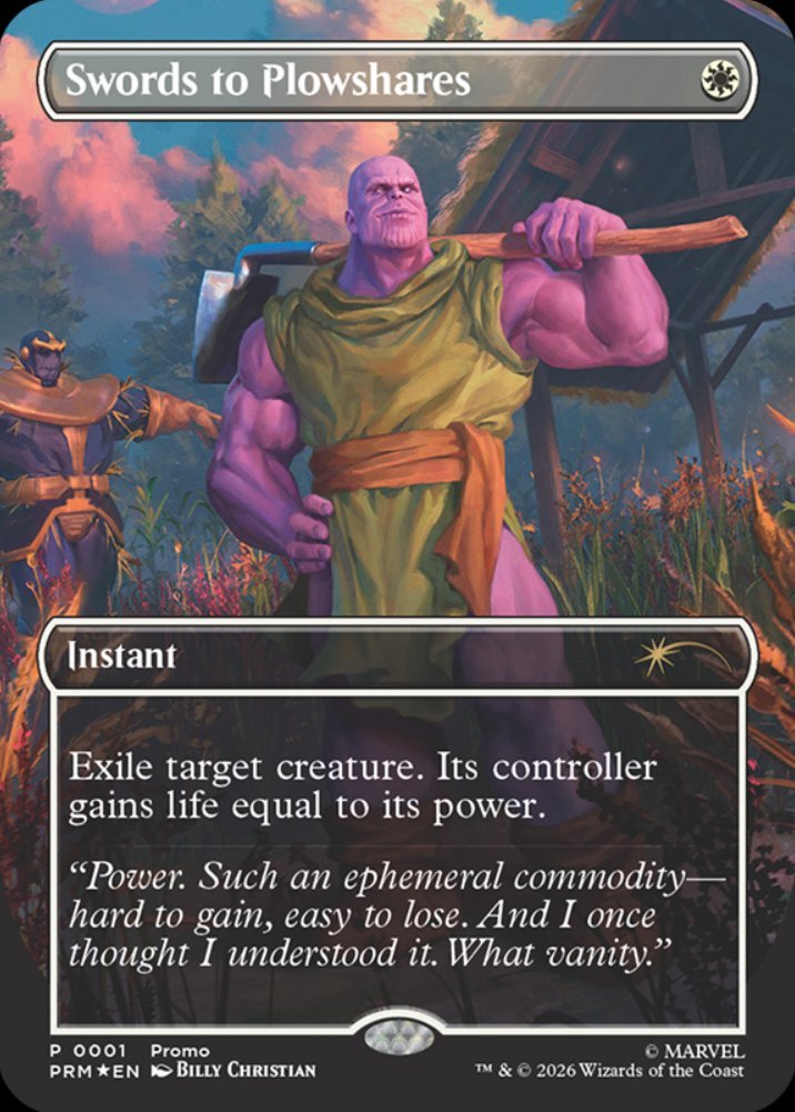 RemusOkami's tweet image. Anoche mismo tuvimos la filtración de una carta promo de Marvel #Superheroes #MTG donde vemos a Thanos caracterizado como agricultor. Esta carta es un staple clásico de #Commander que tiene un doble trasfondo histórico:

1) La Biblia.
2) La Antigua Roma.

Dentro hilo 🧵