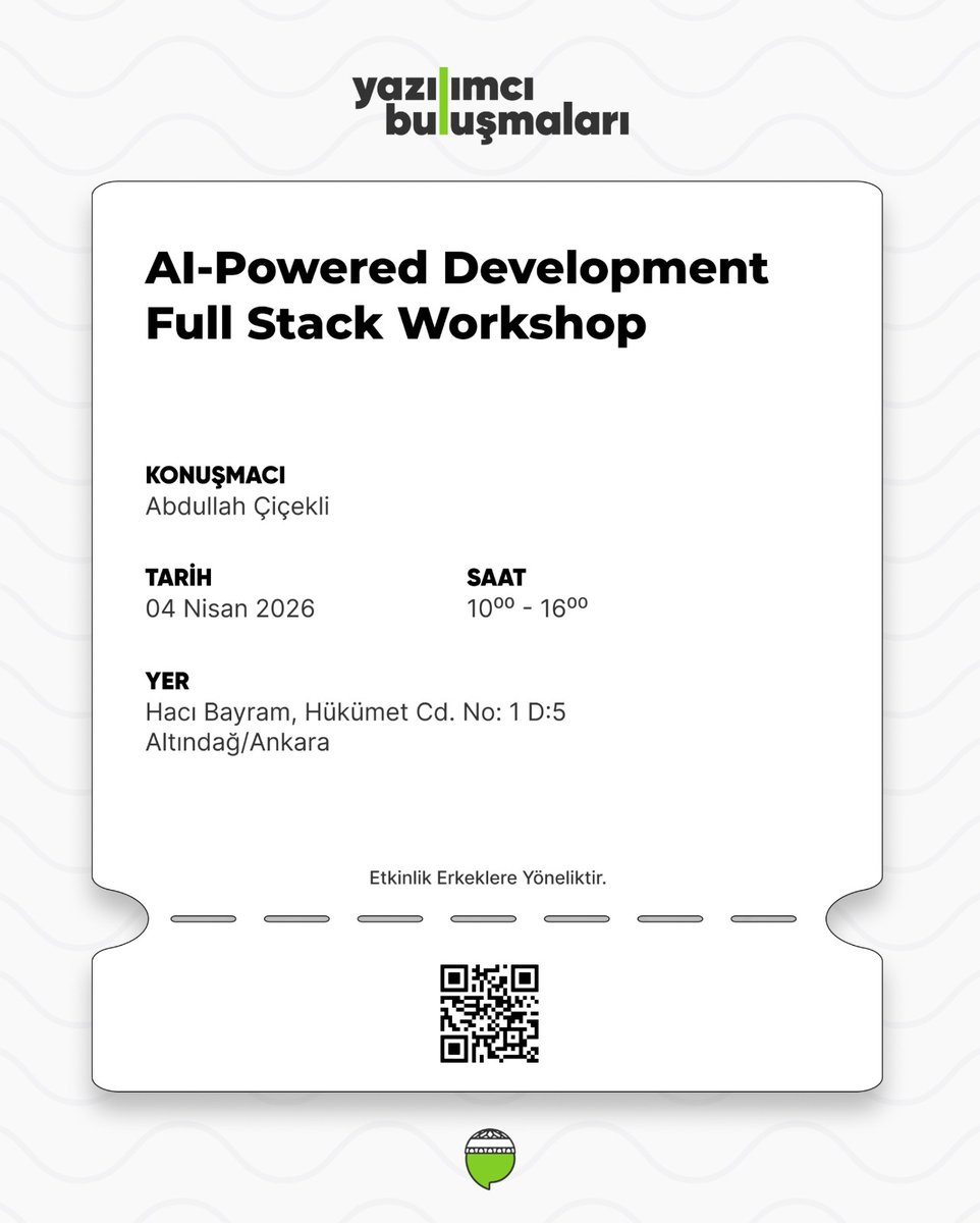 yb_bulusmalari's tweet photo. Esselamu Aleykum, Yazılımcı Buluşmaların bu hafta Abdullah Çiçekli ile, AI-Powered Dev: Sıfırdan Ürüne Full Stack Workshop etkinliği yapacağız.

https://t.co/nVuXuxcALi 

Not : Programa kayıt olmayı unutmayın. https://t.co/saEt1J0Zqm