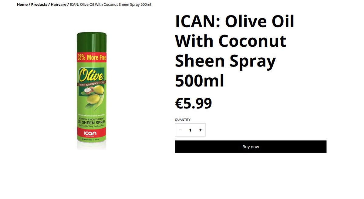 gewe_d2d's tweet image. Sale ON |  GeWe Hair&amp;amp;Cosmetics - Athlone Product : ICAN: Olive Oil With Coconut Sheen Spray 500ml | Price : EUR 5.99 exclusive of shipping costs Location : g.co/kgs/LYHPjy7 Shop at : gewe.ie/product/ican-o… #GeWe #Athlone #IcanLondon #HairCare #Amazon