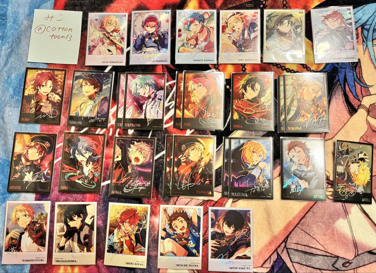 Cottontoon13's tweet photo. 【交換】あんスタ 10周年 展示会 ぱしゃっつ 特典 星幻時序 ポラロイド
アニカフェ アクスタ ステッカー

譲▶︎画像参照

求▶︎HiMERU＞マヨイ
アニカフェアクスタ燐音（コンプ目的）

星幻は同種画像4参照。バニー・ロマデHiMERU最優先
本日池袋にて手渡し優先。お気軽にお声かけくださいませ。 https://t.co/5gadFXUylu