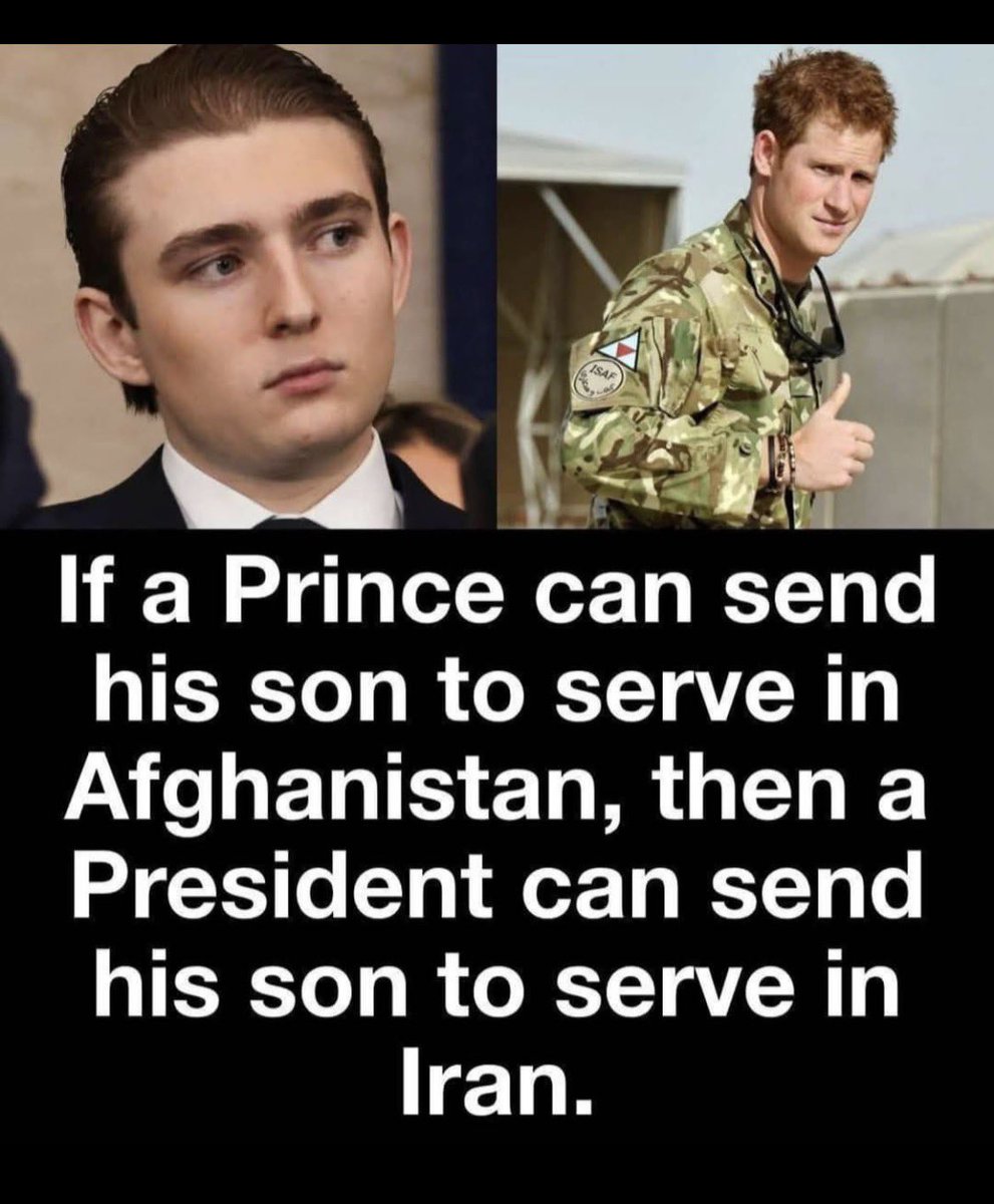 Trump needs to send Tiffany and Barron to serve in Iran in Trump’s war.