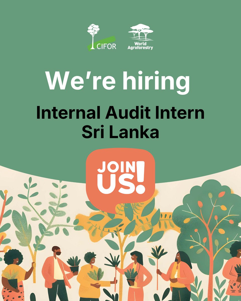 CIFOR_ICRAF's tweet image. We’re hiring: Internal Audit Unit Intern (Sri Lanka)

Gain hands-on experience in audit, risk, and compliance within a global research organization.

Apply here: 🔗 bit.ly/4stCFrz

#Careers #Internship