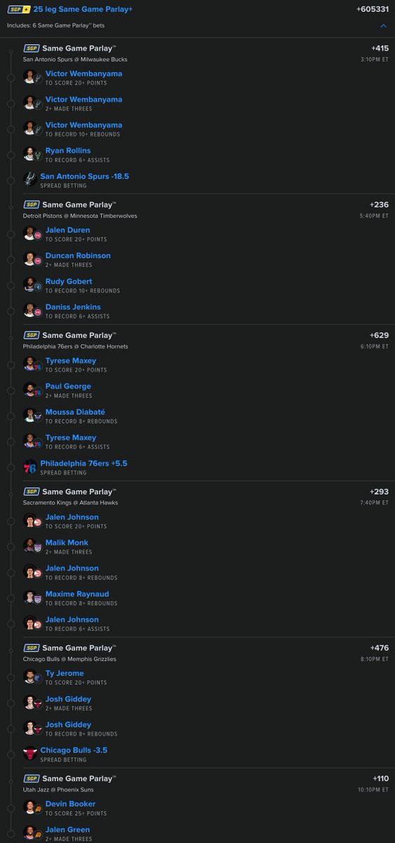 SATURDAY #NBA 25 LEGGERRR 🔥

GIVING 2 PEOPLE THAT TAIL $1K IF THIS HITS ✅

<a href="/Playbook/">Playbook</a> (link to tail in comments 🔗)