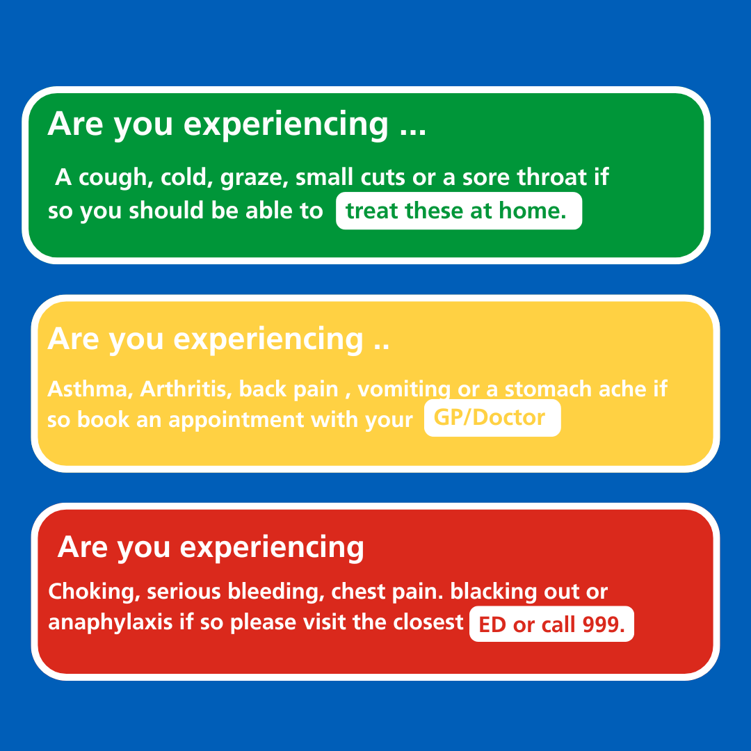WyeValleyNHS's tweet photo. It's important to know where to go for the right medical help. 💙

Find out more here: https://t.co/HXovB3sozW https://t.co/db0oX1V71F