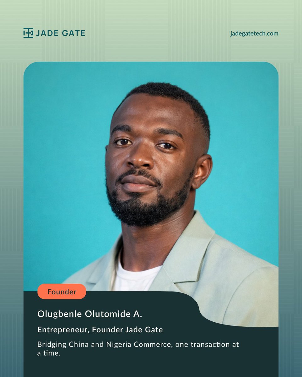 Meet Mr. Olugbenle Olatomide Alfred
A young Nigerian entrepreneur, and the founder of Jadegate, a platform dedicated to simplifying trade between China and Nigeria.

Driven by a strong passion for international trade and the growth of African businesses, recognizing how complex