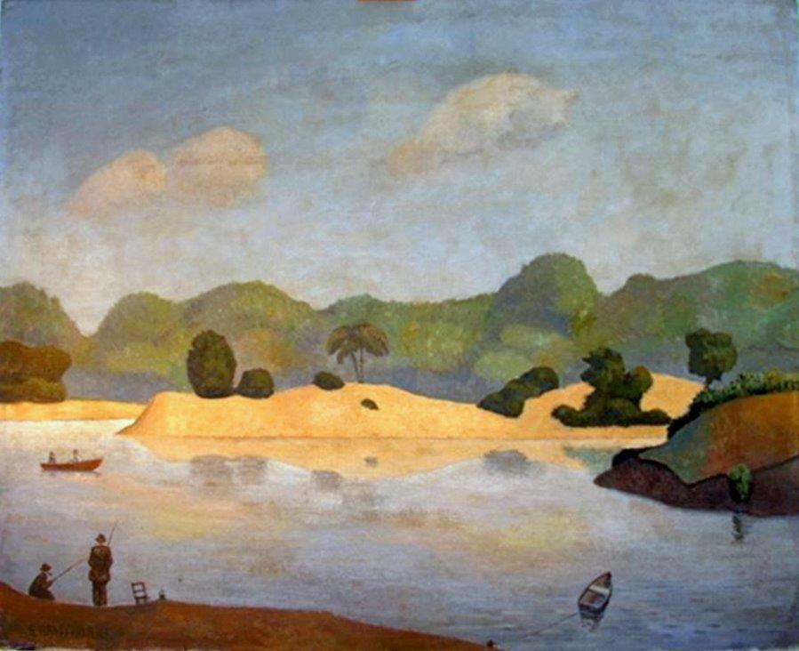 EastLndonGroup's tweet image. Good morning, John @JohnTizard &amp;amp; thank you, as always. It is quite sunny here this morning so this one sprang to mind: "The Lake, Whipps Cross" by Elwin Hawthorne from 1932. It has always seemed to me to have an almost tropical feel to it. #ElwinHawthorne #SaturdayMorning