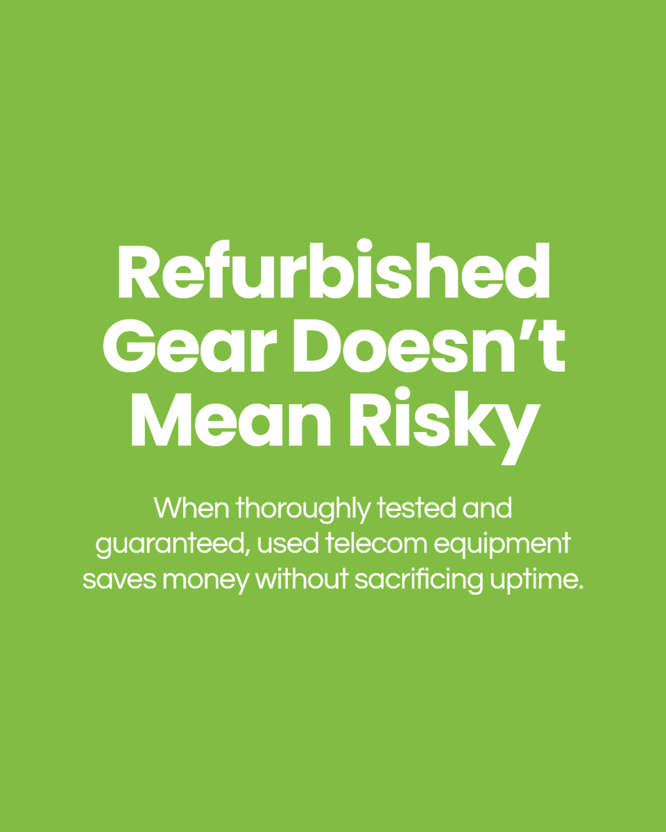 Run_DLJ's tweet photo. Refurbished telecom gear: budget-friendly but often overlooked for reliability. When properly tested and backed by clear warranties, it offers the best of both worlds—cost savings without risking uptime. Choose smart, save smart. https://t.co/bLIQxV6CU2