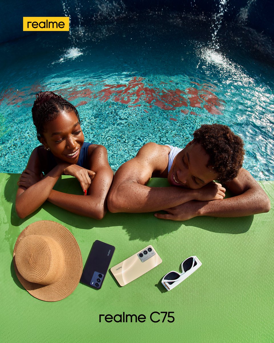 realme_Nigeria's tweet photo. Good vibes. Poolside moments. realme C75 in the mix. ☀️
When did you last treat yourself to a proper pool day?
#realmeC75 #EverythingProof https://t.co/QWj3Z70kbv