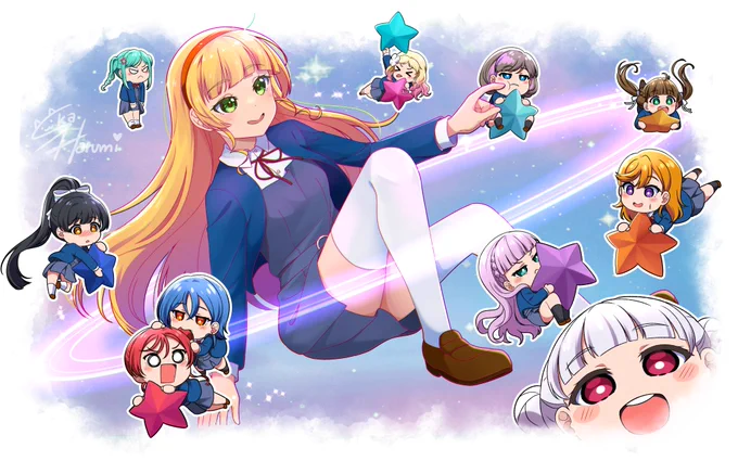 3年前のイラストなんだけど、ちょっと手直ししてみた ペイ子がイベントに呼ばれたの本当に嬉しい…! 明日どんなパフォーマンスを見せてくれるのか楽しみすぎる I'll be giving prints of this art tomorrow to those who will be going to Coscarni~ #Liella #ペイトン尚未