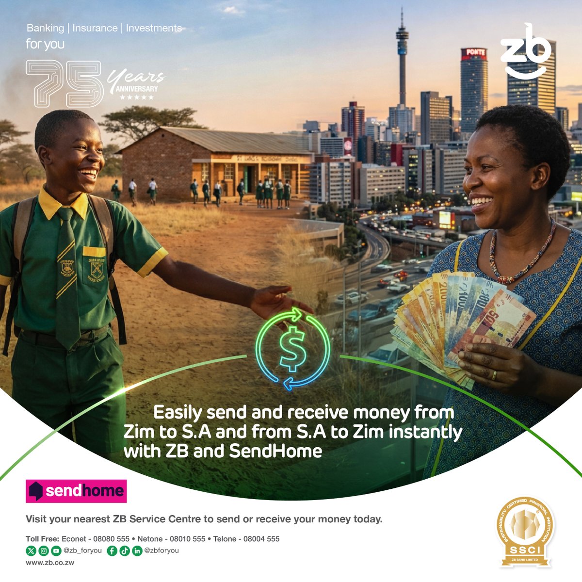 zb_foryou's tweet image. This Weekend. Stay Connected.
Send and receive more than money, share support that keeps dreams moving between Zim and SA with ZB and SendHome.

Stay close, no matter the distance.

#SendHome #ZBForYou #MoneyTransfer