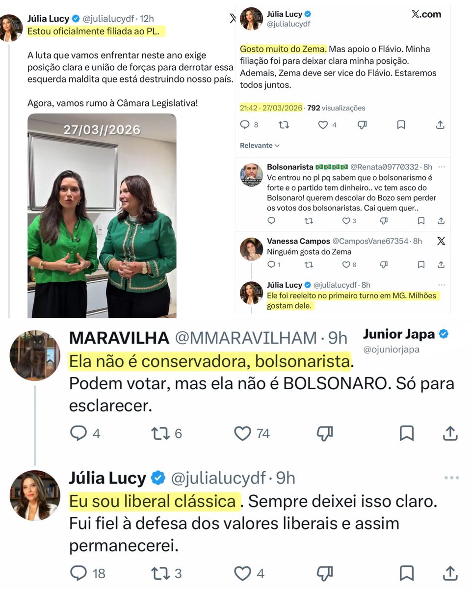 Mais uma integrante do grupão camisa preta chegou no PL e foi recepcionada pela Bia Kicis.

Achei interessante as respostas que ela deu no próprio post quando foi exposta, essa é tão NOVO que não consegue nem disfarçar.