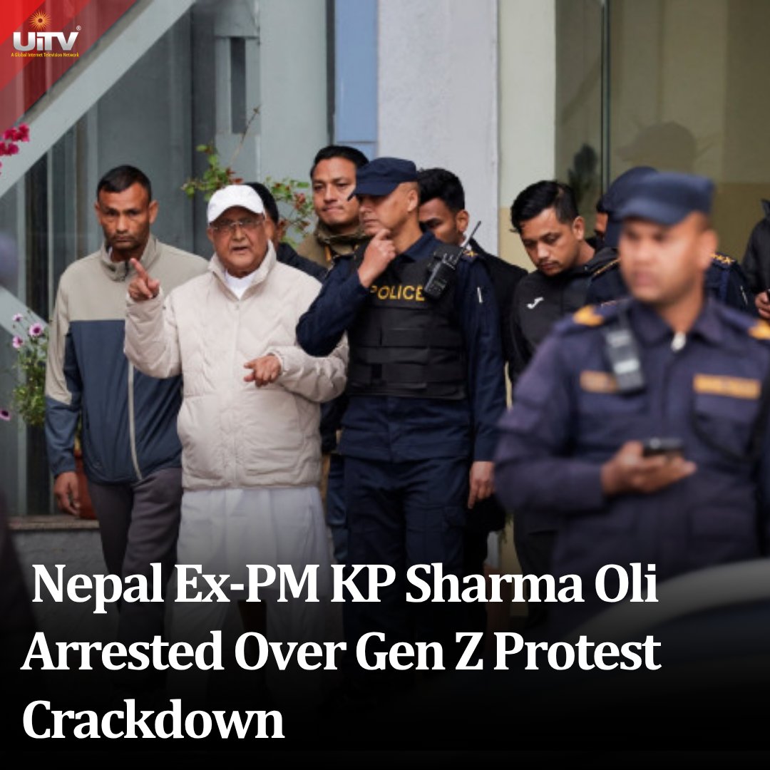 UiTV_Connect's tweet image. Nepal’s political storm intensifies! Former PM KP Sharma Oli and ex-home minister arrested over the deadly Gen Z protest crackdown, sparking fresh debates on accountability and justice. 

#NepalCrisis #KPSharmaOli #GenZProtests #PoliticalUpdate #GlobalNews #JusticeMatters