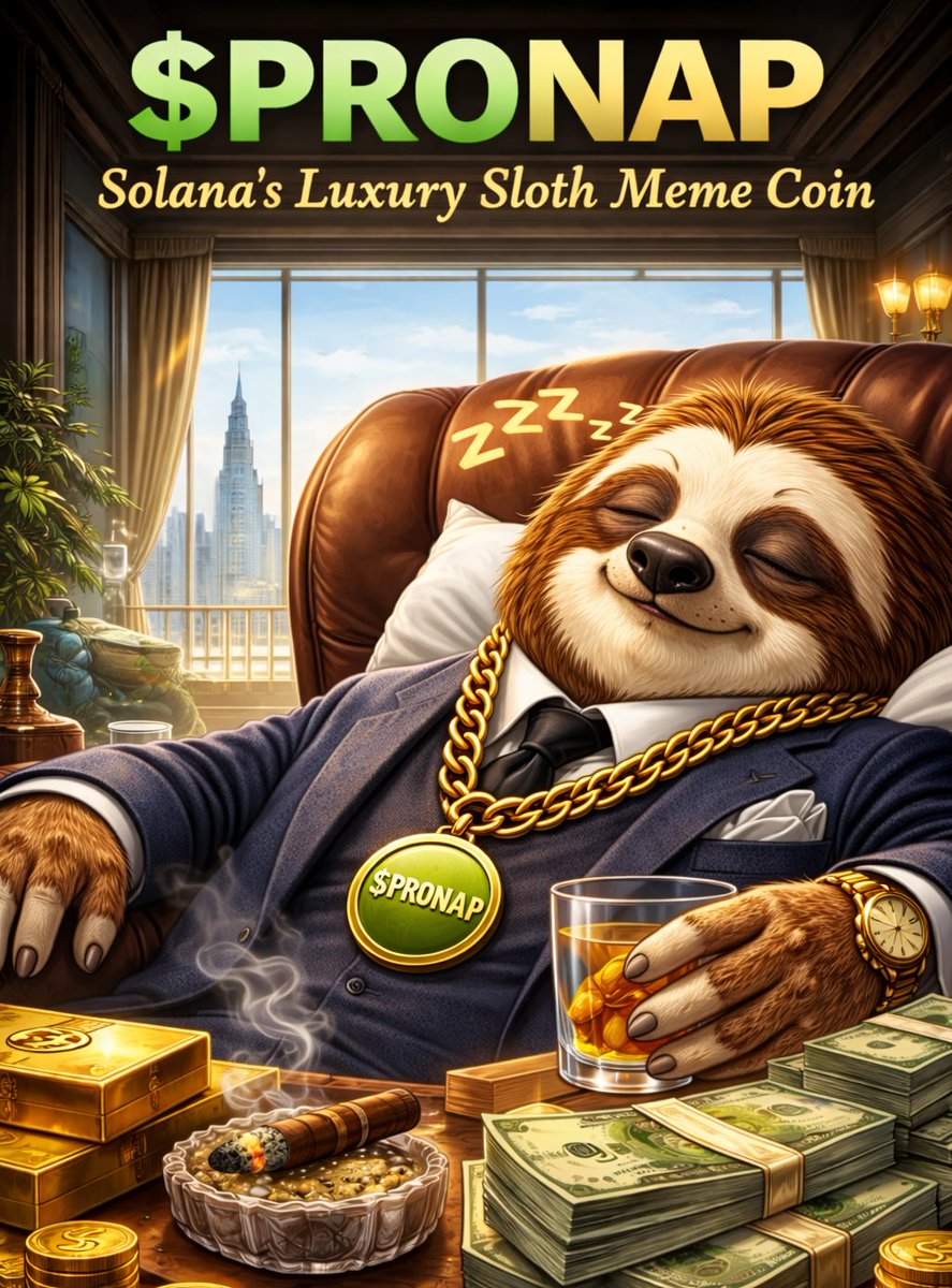 NapperClub's tweet photo. 🦥 $PRONAP — Solana’s luxury sloth meme coin.

🦥 “millionaires work… i nap and let the market report to me.”

Professional Nappers Club. CA: CeZ339qRSE5tJ3KxAvc61Dsf1scon5q54M773YDopump

buy like a millionaire
nap like a professional

🌐 https://t.co/k9ezvya2yi 
📲 https://t.co/lCBd5tx9RQ 
🐦 https://t.co/PKwW3AREtC

#PRONAP #Solana #Crypto #Memecoin #CryptoTwitter #HODL #SleepToEarn #SlowMoon #LuxuryLife #Web3 #PassiveIncome
