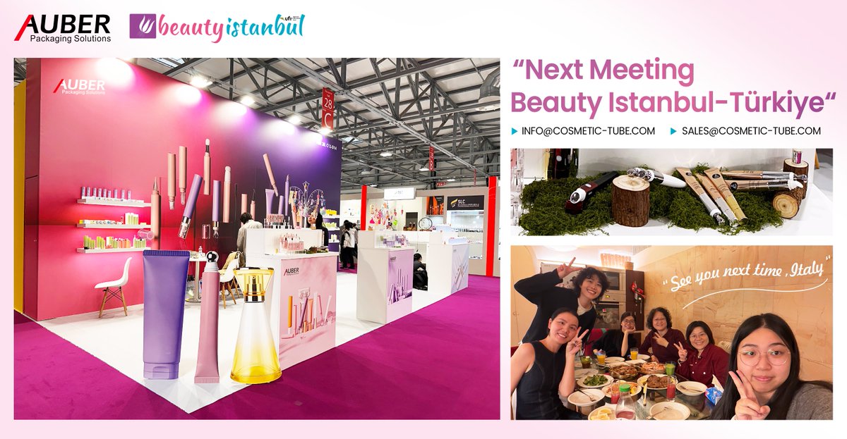 AuberPackaging's tweet image. It’s Day 3 — our final day at Cosmoprof Worldwide Bologna 2026! ⏳✨
📍 BolognaFiere Exhibition Centre, Italy | Booth C13-D14, Hall 28
📅 March 26–28, 2026
📞 +86-20-38882580
👉 info@cosmetic-tube.com
🌏cosmetic-tube.com

#CosmoprofBologna #Cosmoprof2026 #CosmeticPackaging