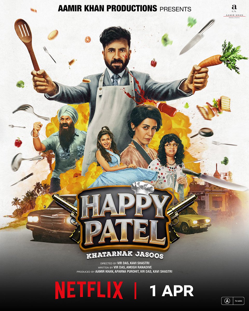 AabsoluteCinema's tweet photo. Spy Thriller/Comedy
"HAPPY PATEL: KHATARNAK JASOOS"
Will be Streaming from April 1st on NETFLIX.
#Netflix #HappyPatel #HappyPatelKhatarnakJasoos #VirDas #AbsoluteCinema https://t.co/OUFwzFtLCI