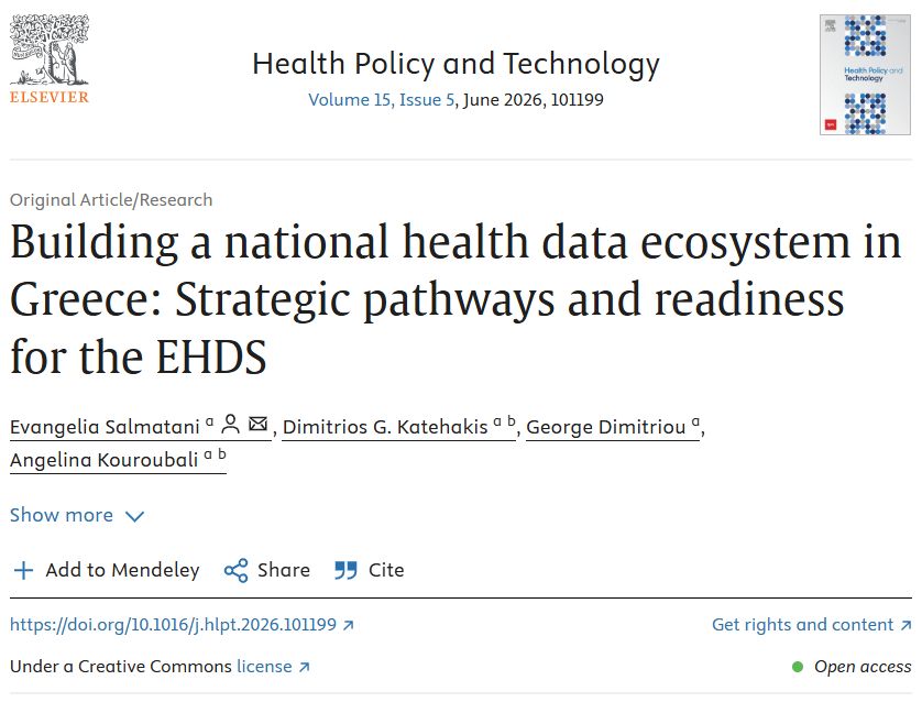 VELESHub's tweet image. 📢 A new study conducted under VELES by Hellenic Digital Health Cluster (HDHC) explores how Greece can build a strong, future-ready national health data ecosystem aligned with the European Health Data Space (#EHDS).

Read it: lnkd.in/d97FaQiV 

#VELES #DataSpace #Health