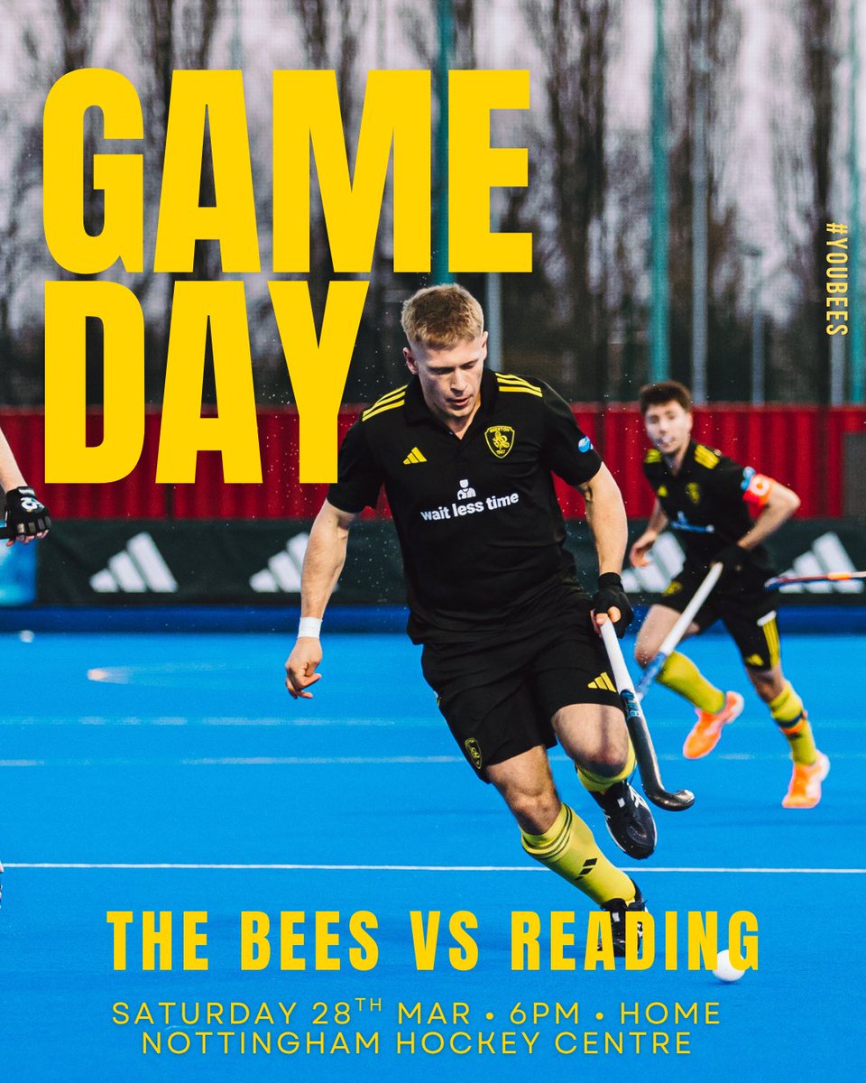 OfficialBeeHC's tweet photo. Another big home game for the Bees at 6pm. If they can get another 3 points, they’re one step closer to being clear of the relegation zone.

Join us for 6pm pushback, have a pint and a curry down at the Stick and Pitcher bar at Nottingham Hockey Centre.

Can’t make the match? Join us on Bee TV at https://t.co/VKEidPy6p8 at 6pm.