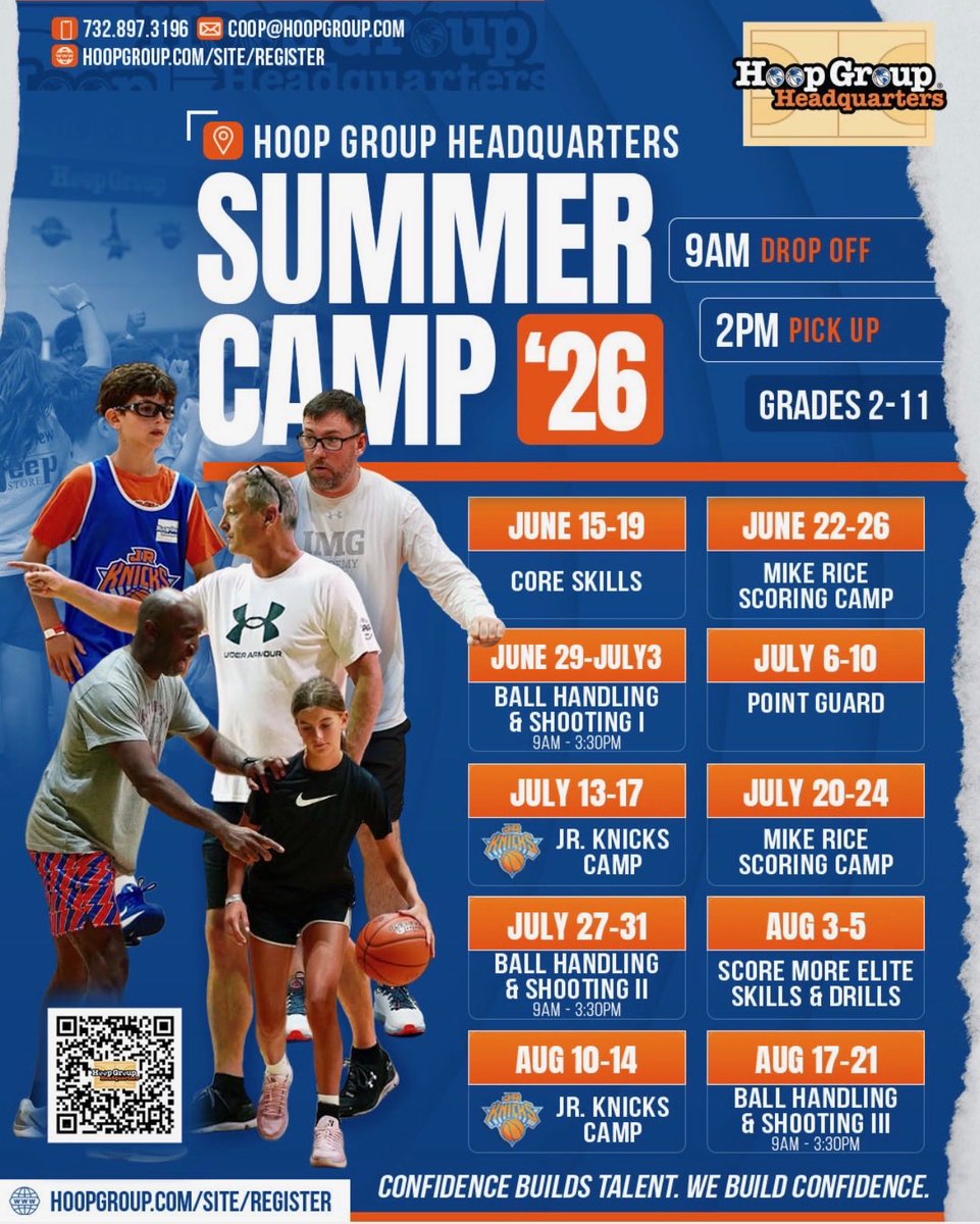 HoopGroupHQ's tweet image. 🌞 🏀Want to improve your game?!?! Be here this Summer. HGHQ Summer Camps we have experienced coaches , top notch instructions , the best air conditioning facility, friendships &amp;amp; fun‼️🏀👊🏼 @CoachMikeRice @CoachYoungNJ 
.
.
.
#summercamps #basketball #learnfromthebest #summer2026