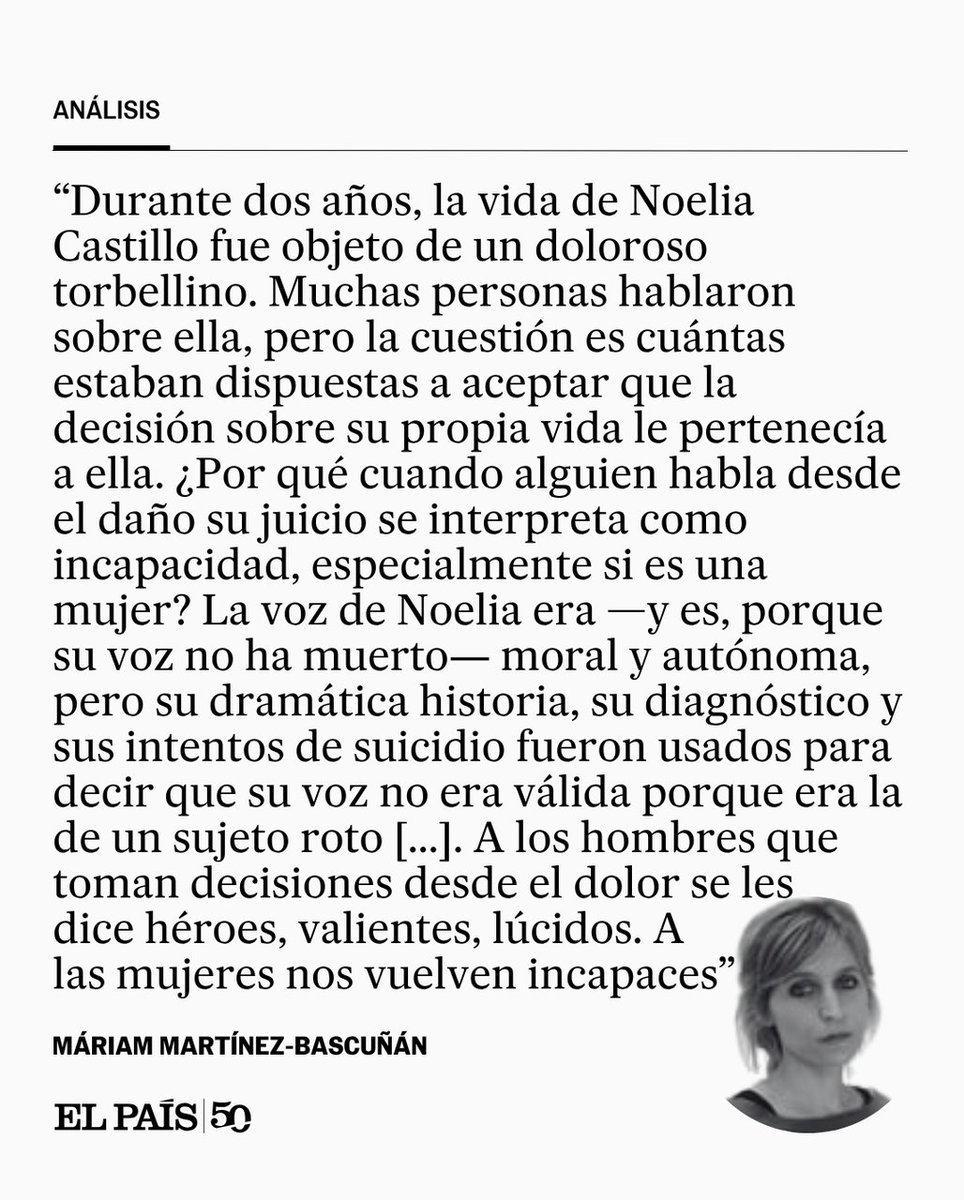 ANÁLISIS | "¿Por qué cuando alguien habla desde el daño su juicio se interpreta como incapacidad, especialmente si es una mujer?". Por Máriam Martínez-Bascuñán
social.elpais.com/hmwip6