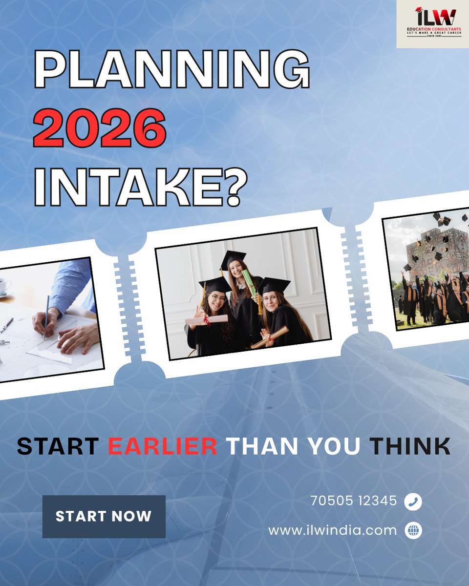 StudyAbroadILW's tweet photo. If you’re targeting 2026, this is not “too early.”
This is the right time.
Students who start early make better decisions.
If 2026 is your goal, now is when clarity begins.
 Book a free counselling session. https://t.co/PUQEIW4nq5