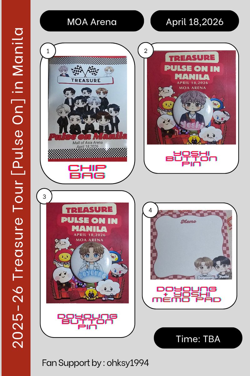 ohksy1994's tweet photo. 𝐓𝐑𝐄𝐀𝐒𝐔𝐑𝐄 𝐓𝐎𝐔𝐑 [𝐏𝐔𝐋𝐒𝐄 𝐎𝐍] 𝐈𝐍 𝐌𝐀𝐍𝐈𝐋𝐀❤️‍🔥

 fan support by @ohksy1994

⭐️ like &amp; rt to spread
⭐️ 1:1 limited qty
⭐️ open for trades 
⭐️ prio YOSHI &amp; DOYOUNG BIAS

#TREASURE #트레저
#PULSE_ON_IN_MANILA #TREASUREinManila
#TREASURE_PULSE_ON_IN_MANILA https://t.co/BKt2j4I6ko