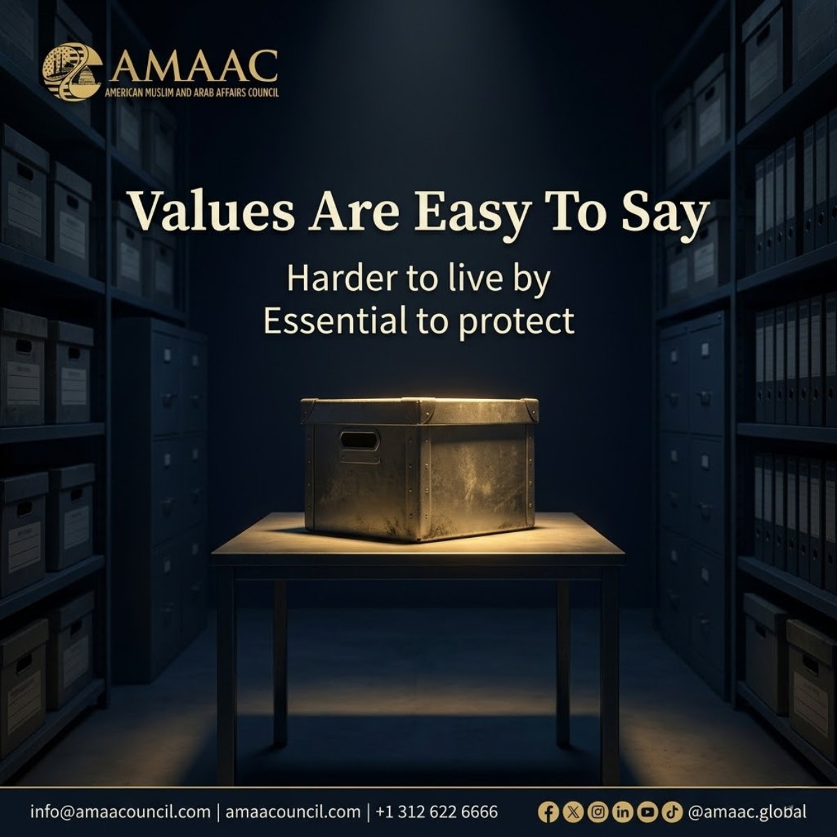 amaacglobal's tweet image. Values are easy to speak. Harder to live. Essential to protect. 🏛️⚖️ Action over rhetoric, always. #AMAAC #Integrity #Values