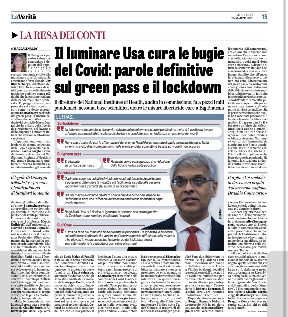 4/ L’attacco dei due divulgatori ai politici è fuorviante e andrebbe ricondotto nel suo alveo, che è quello metodologico. Il Nih americano dà infatti priorità alla verifica clinica (Rct) e sostiene 
 che la sanità pubblica debba basarsi sulla Evidence-Based Medicine (Ebm) di