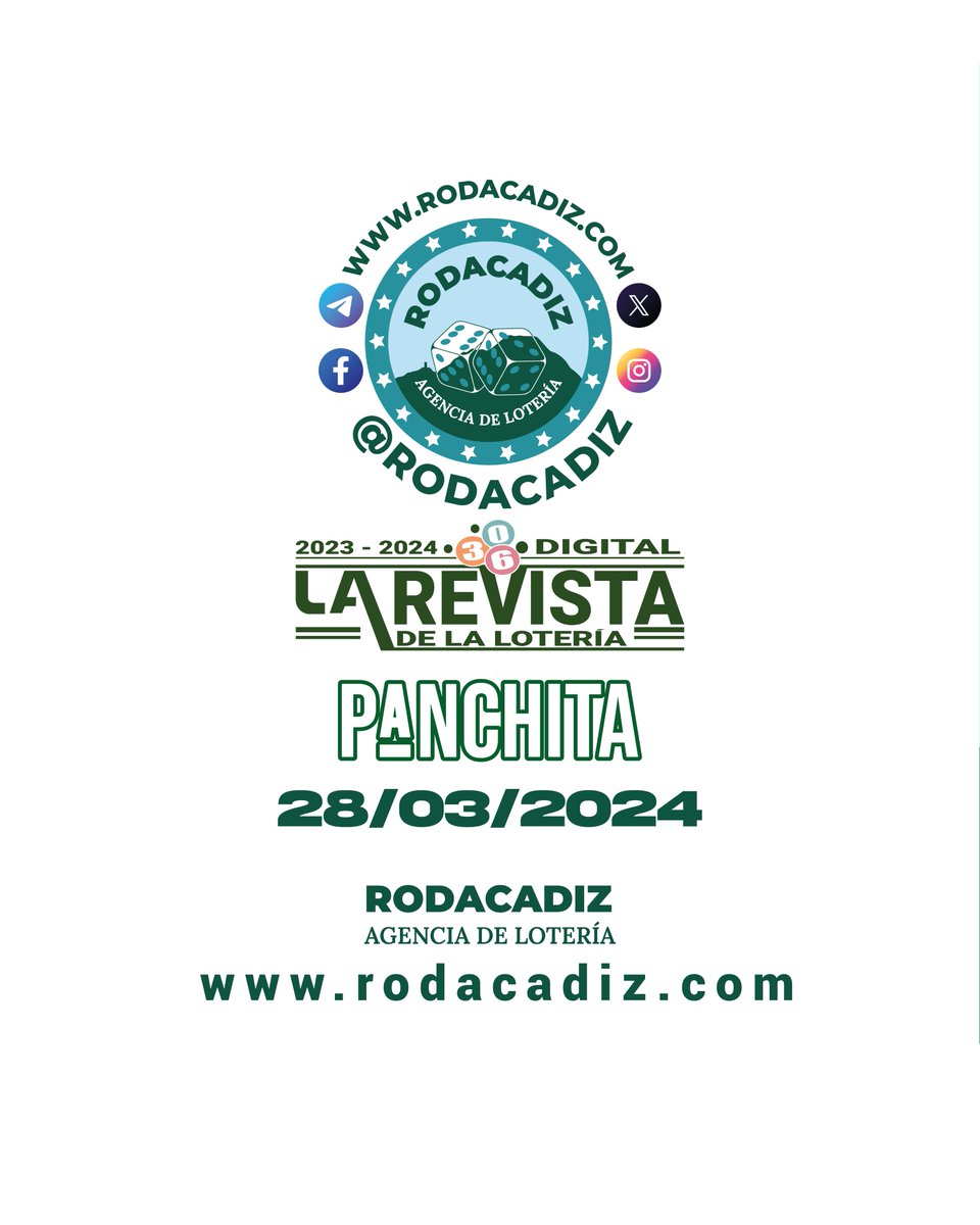 rodacadiz's tweet photo. Agencia de Lotería @Rodacadiz

Canal Telegram: https://t.co/QkNNoh0xeQ 📱
Grupo Telegram: https://t.co/k7OIEYkUV3 📱

Telegram: https://t.co/xY5tK2wlQx 📱
WhatsApp: https://t.co/2vbEkrqnpf 📱
Web: https://t.co/ddwFi437JV

#rodacadiz #pancha #datosanimalitos #agenciadeloteria #tripletas