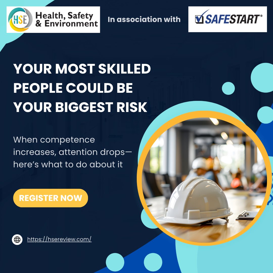 OilReview's tweet image. Are your safest people actually most at risk?

Join our live webinar on the neuroscience of competence, complacency and human factors with Larry Wilson (SafeStart).
Learn why complacency is inevitable and how to prevent errors.

Register now: zurl.co/G1QzQ

#HSE