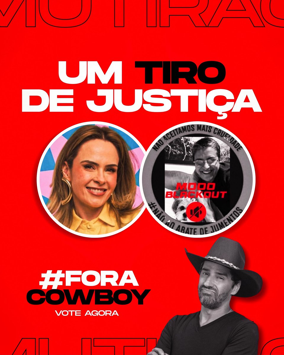 MUTIRÃO UM TIRO NA JUSTIÇA ON INICIADO! 🧙‍♀️

🗳️ A CADA 10 VOTOS DE TORCIDA, COMENTE UM EMOJI AQUI.

🎯 META:  2 MIL COMENTÁRIOS 

✅ O voto é para eliminar. VOTE FORA COWBOY!
