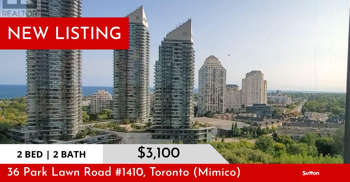 SuttonRealtor's tweet photo. 📍 New Listing 📍 Take a look at this fantastic new property that just hit the market located at 36 Park Lawn Road #1410 in Toronto (mimico). Reach out here or at (416) 315-7548 for more information

Thinking of Selling? Think Sutt... https://t.co/8epRii7UJT https://t.co/qgVMjXoWXJ