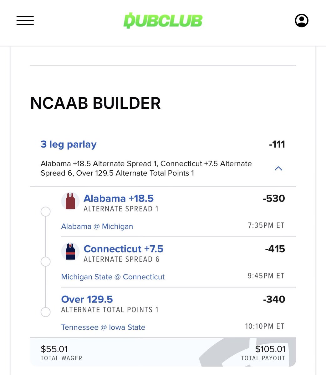 BigToney8's tweet image. BOOM!!! And another NCAAB builder win @DubClub_win!! 💰💰

$55-----&amp;gt; $105 ✅✅✅

Link below ⬇️

dubclub.win/BigToney8/

#NCAAB #MarchMadness2026