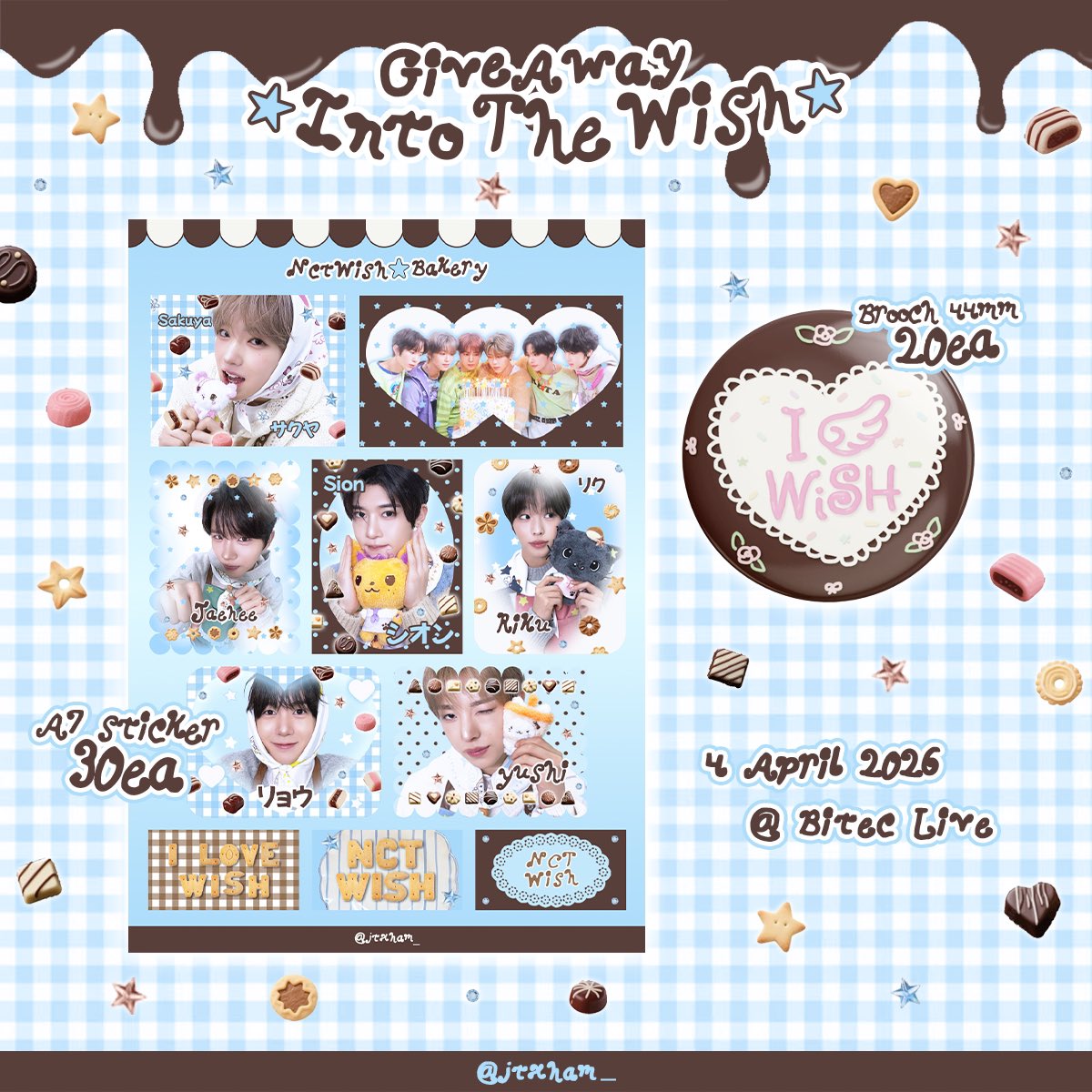 ꒷꒦︶꒷꒦︶ ๋ ࣭ ⭑꒷꒦
pls kindly rt ໒꒱ ‧₊　
ᛝ giveaway #OurWISH_BANGKOK ᛝ

a7 sticker — 30 ea
brooch 44 mm — 20 ea

date: 4 april 2026 
@ bitec live
time: tba

──★ ˙🍪 ̟ !! ⋆⭒˚.⋆
#NCTWISH_CONCERT_TOUR_IN_BKK
