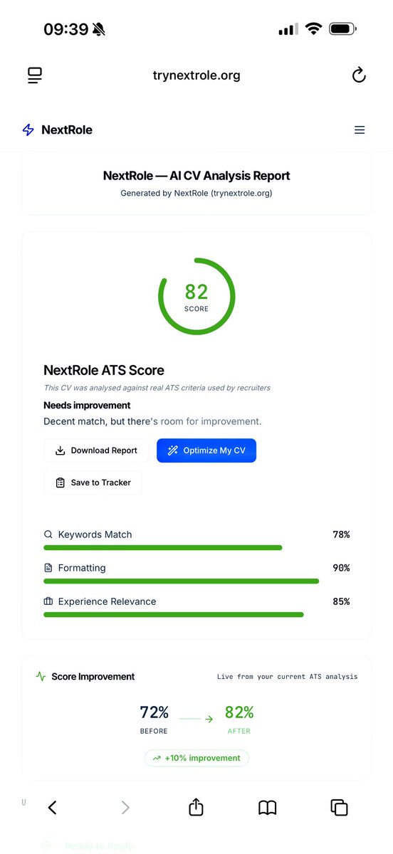 Spent this morning deep in the code fixing NextRole's user experience and workflow.

Not because it was broken.
Because good enough isn't good enough.

When someone uploads their CV at 7am before work, anxious about their job search — every friction point matters.

Slow load.