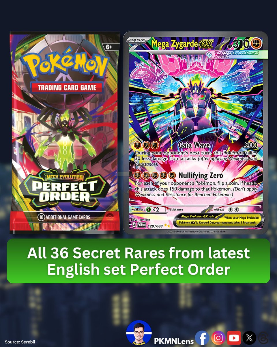 PKMNLens's tweet image. ALL SECRET RARES from the latest English tabletop Pokemon TCG set PERFECT ORDER! (1/3)
#pokemontcg #megaevolution