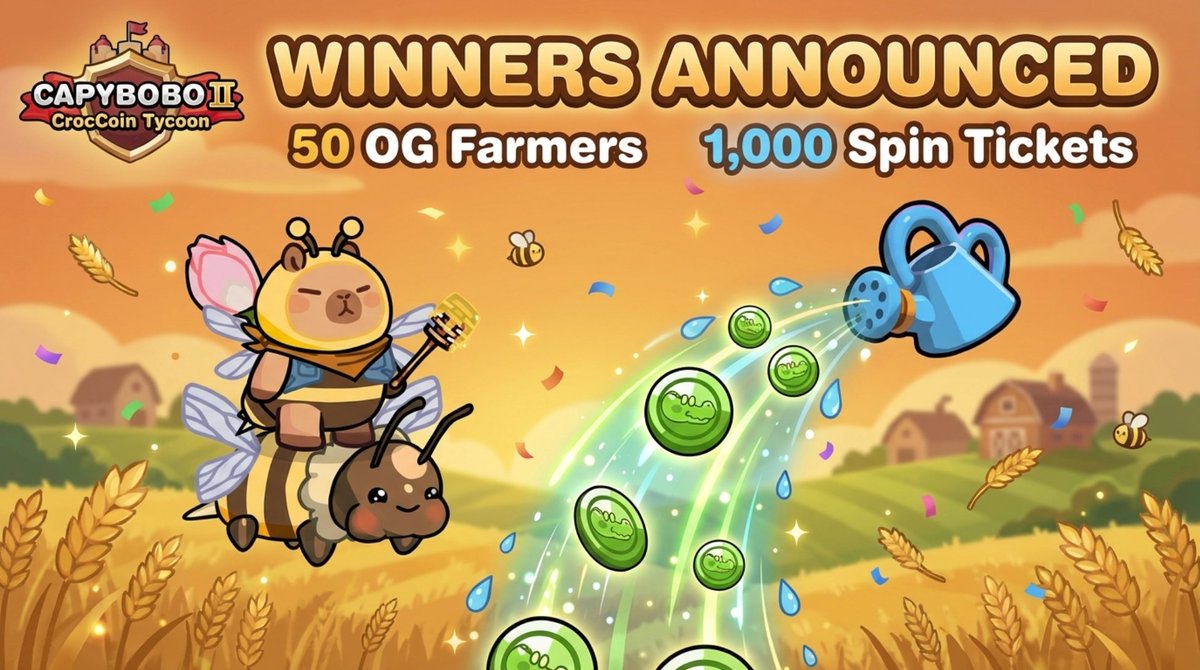 🎉 OG Farmers Giveaway — Winners Announced!
Thanks to all the Happy Farm veterans who shared their memories with us.

Check Winner List Here 👇
docs.google.com/spreadsheets/d…

Watering Cans have been sent to your in-game accounts.
Use them to draw new Huntoto skin &amp; earn more $CROCO.