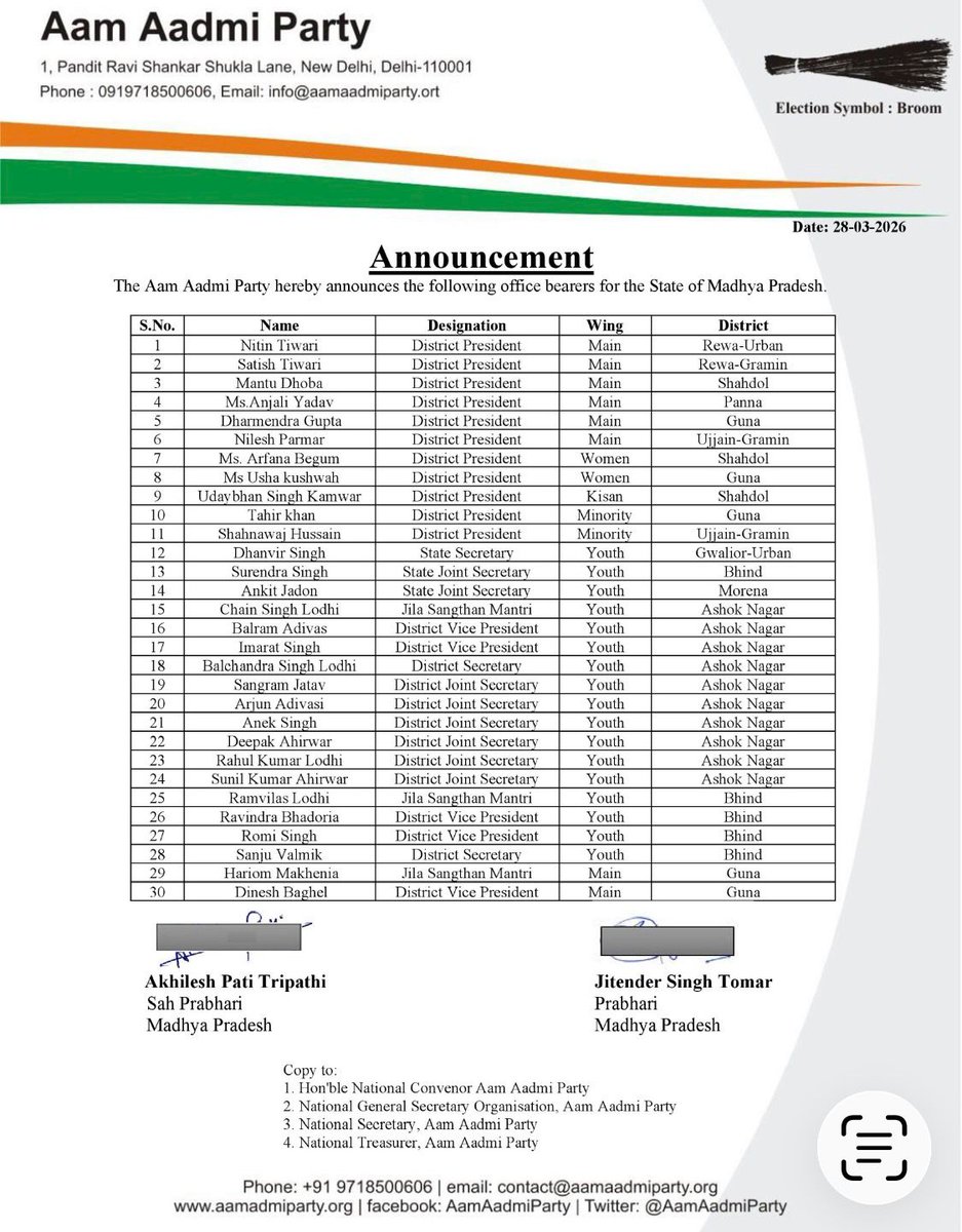 AAP Madhya Pradesh tweet media