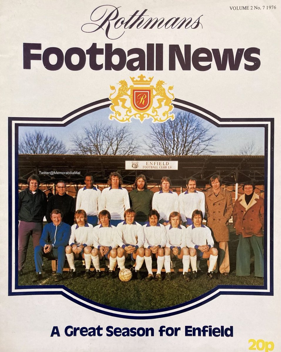 MemorabiliaMal's tweet photo. Enfield FC (1975/6)
Isthmian League champions
Back L-R. Callaghan (Player-Manager) Baxter (Physio) Gill Wilson Carrick Ery Lawrence Lowe Payne (Scout)
Front L-R. Jones (Trainer) McGillycuddy Baker Jennings Eason Tone OβSullivan
#WeAreTheEs #EnfieldFC #NonLeague #NonLeagueDay https://t.co/bszonaR6fM