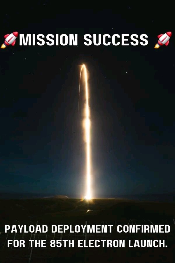 SpaceXplor__4's tweet image. Mission accomplished! Payload deployment has been confirmed for Rocketlab's 85th Electron launch. 🚀🛰️ #Mission #Payload #Deployment #Rocketlab #Electron #Launch