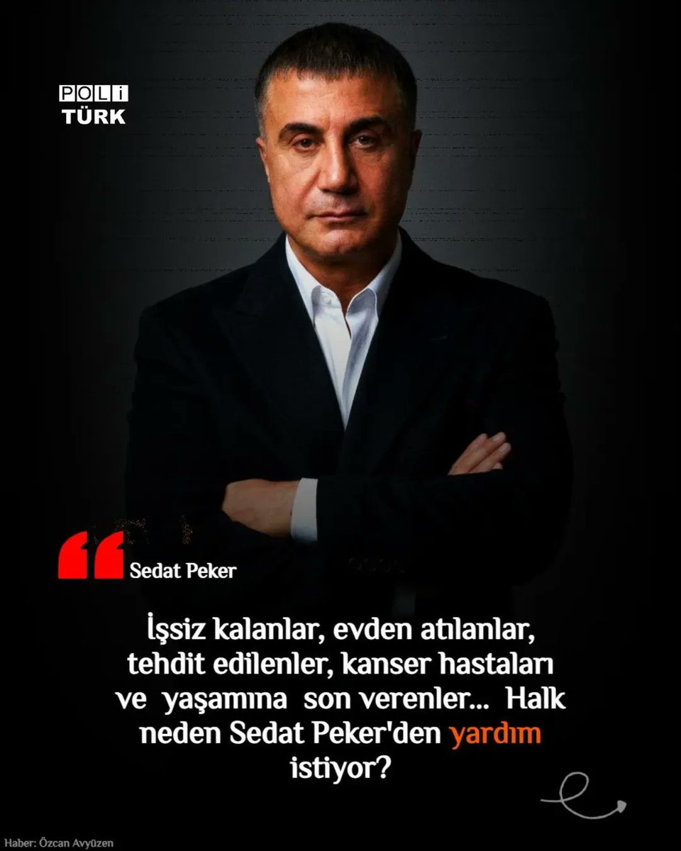 Suç örgütü dediginiz insanın
Yaptıklarından sizde yapsaydınız
Kimse aç yoksul kalmazdı
<a href="/sedat_peker/">Sedat Peker</a>