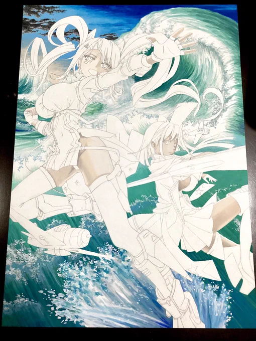 動きのある2人のアズレン絵でハードルを上げ過ぎそうで、夏に描く次の龍鳳独りの絵でどうやって越えろと? 流石に無理難題。 だけど越えて見せよう。