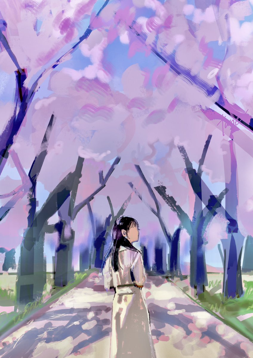 taneillust's tweet photo. 桜道

 #illustration https://t.co/epULw4faSG