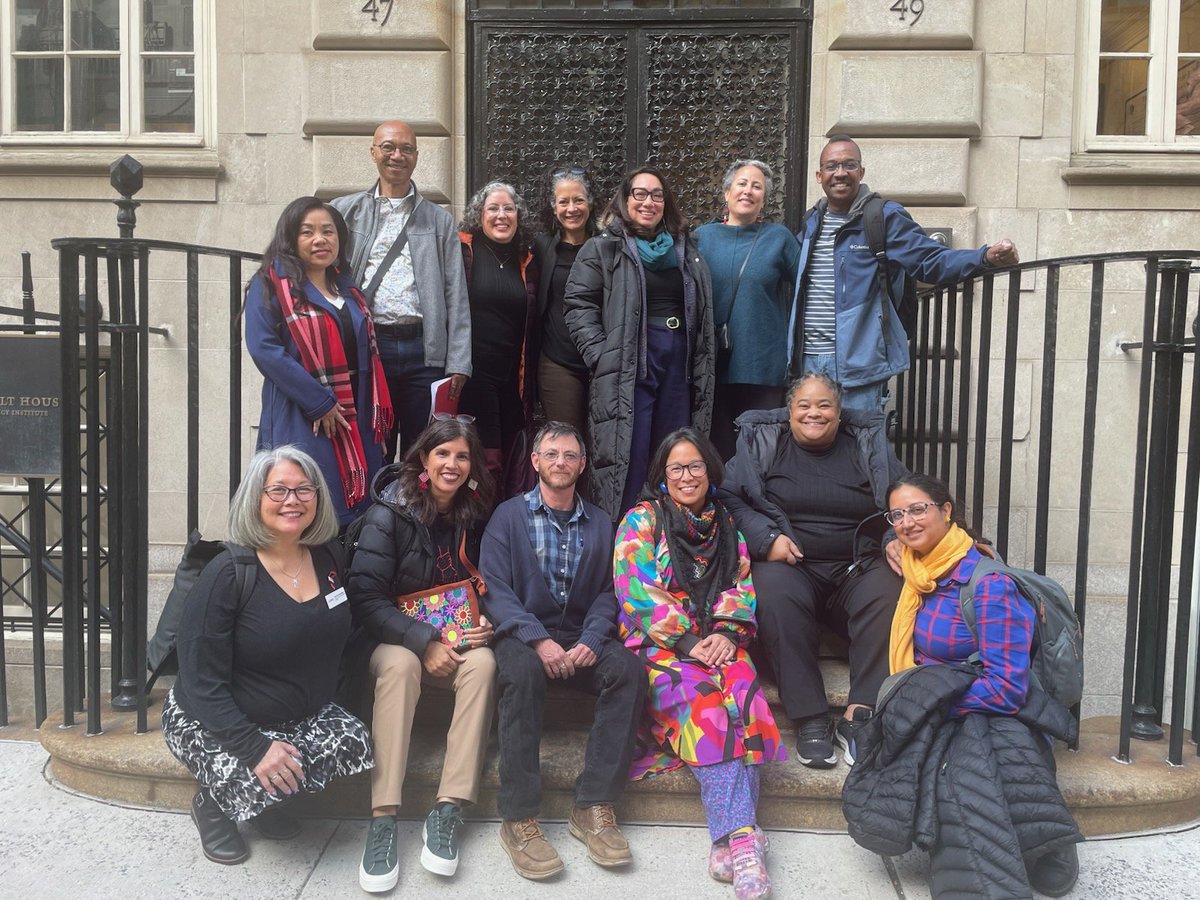HigherEd_CB's tweet photo. Our recently completed 53rd higher ed conference attracted a record attendance.  We are thankful for all those who traveled far to join us, like delegation from the California Faculty Association pictured below in front of Roosevelt House at Hunter College https://t.co/lsrZwitsaB