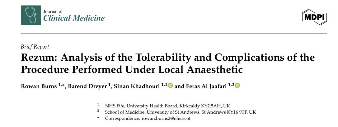 ferasjaafari's tweet image. REZUM: Analysis of the Tolerability and complications of the Procedure Under LA 

This adds to the evidence for our established practice of offering REZUM under LA in the “office” setting!  Safe and well tolerated with peri-prostatic TP block!

mdpi.com/2077-0383/15/7…
