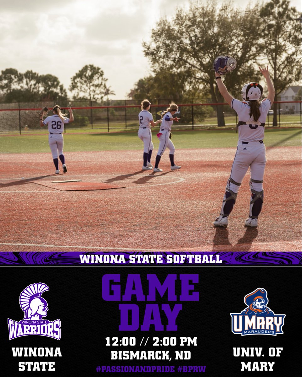 Road Warriors

🆚 University of Mary
⌚️ 12:00 // 2:00 pm
📍Bismarck, ND
🏟️ UMary Softball Field
📊 nsicscores.com/uploads/tasbs/… 
📺 nsicnetwork.com/?B=3585762