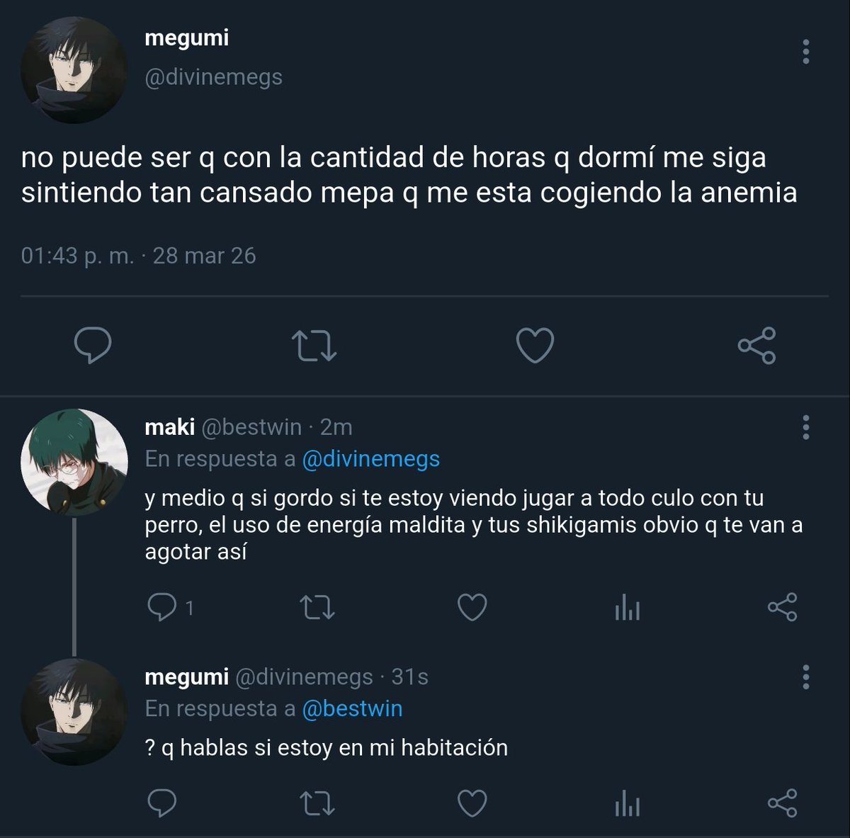 keijivel's tweet photo. AU ITAFUSHI — SHADOW BURDEN 

— donde Yuji se preocupa ante el extraño comportamiento de Megumi luego de una misión donde salio herido.

o donde luego de Megumi recibiera un fuerte golpe, su técnica maldita se ve afectada y sus shikigamis toman el control, incluidos sus clones. https://t.co/NOglhpShog